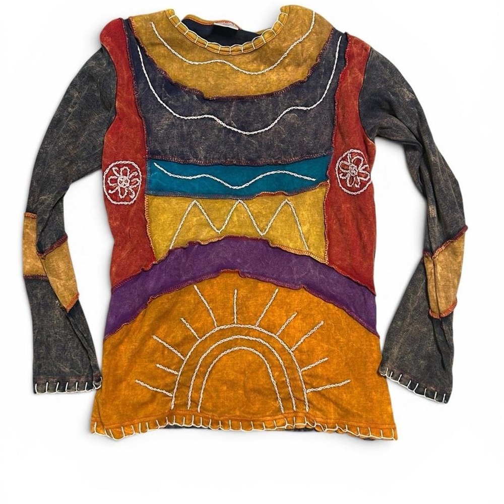 Vintage Boho Patchwork Long Sleeve Top - Greater Good Network S/M